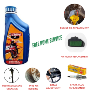 Bike Maintenance Kit-Servo Engine Oil,Air Filter, Spark Plug&More.
