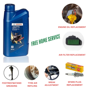 Bike Maintenance Kit-Bosch Engine Oil,Air Filter, Spark Plug&More.