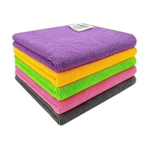 SOFTSPUN Microfiber Cloth 5pcs 40x40cms 340 GSM Multi-Color! Thick Lint & Streak-Free Multipurpose Cloths.